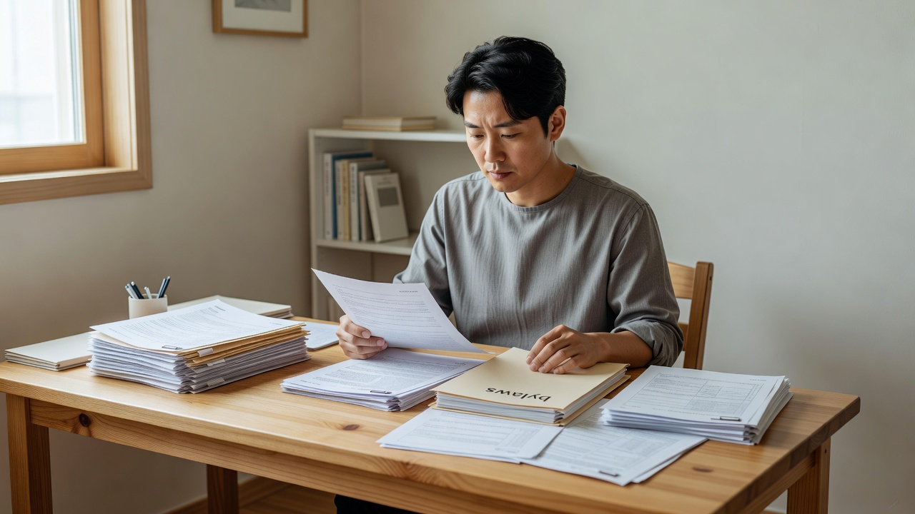비영리 임의단체 고유번호증 신청 서류 보완이 필요한 서류 검토 장면